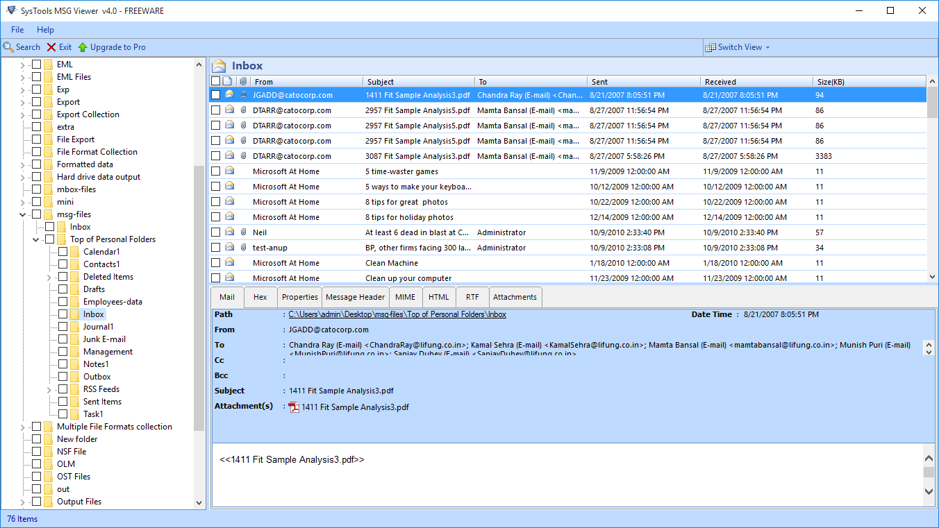 Free MSG file viewer portable